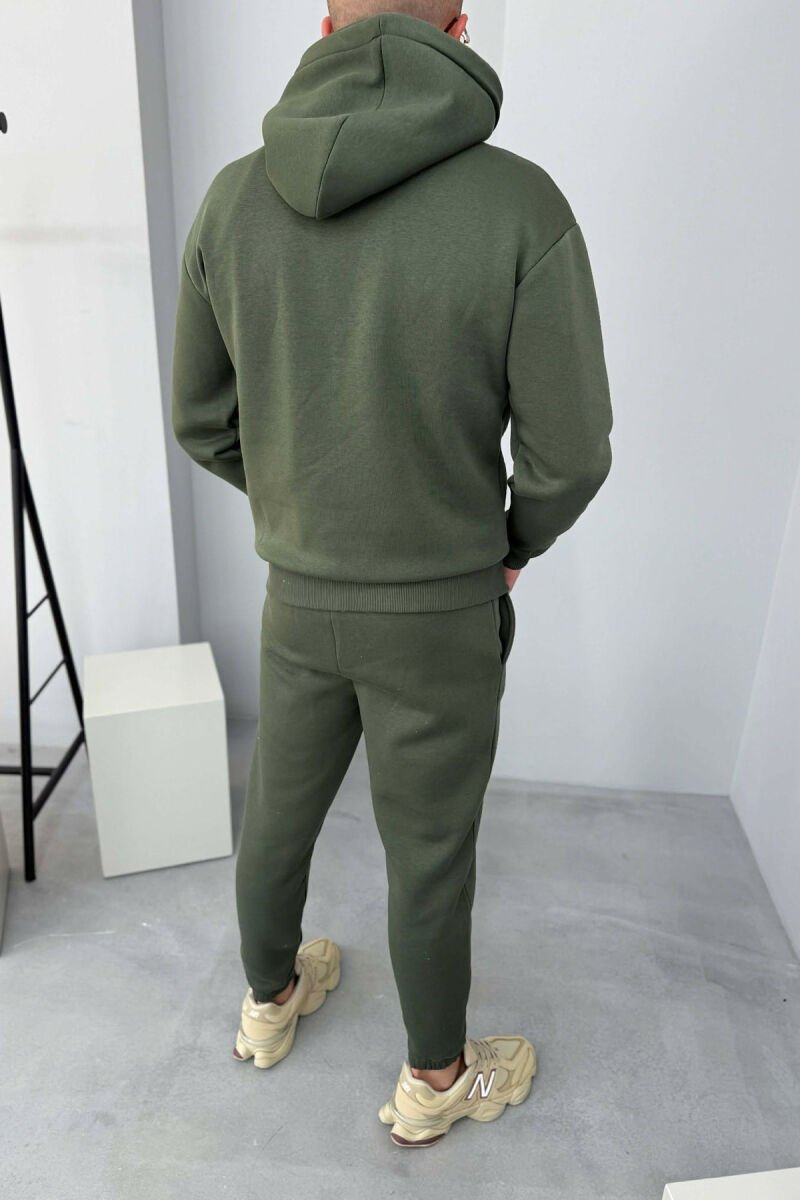 ONE COLOR WRITTINGS HOODIE+ SWEATPANTS MEN SET OLIVE/ULLI - 2