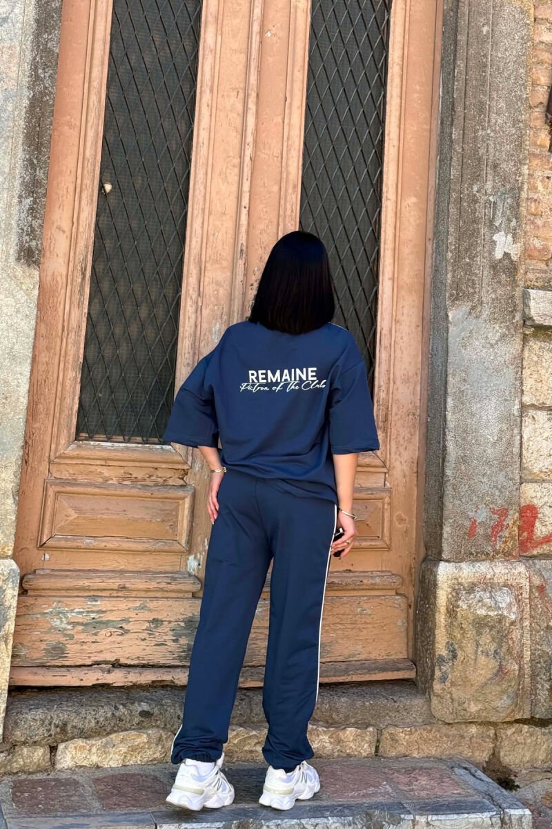 ONE COLOR WRITTINGS T-SHIRT + JOGGERS WOMAN SET BLUE/BLU - 4