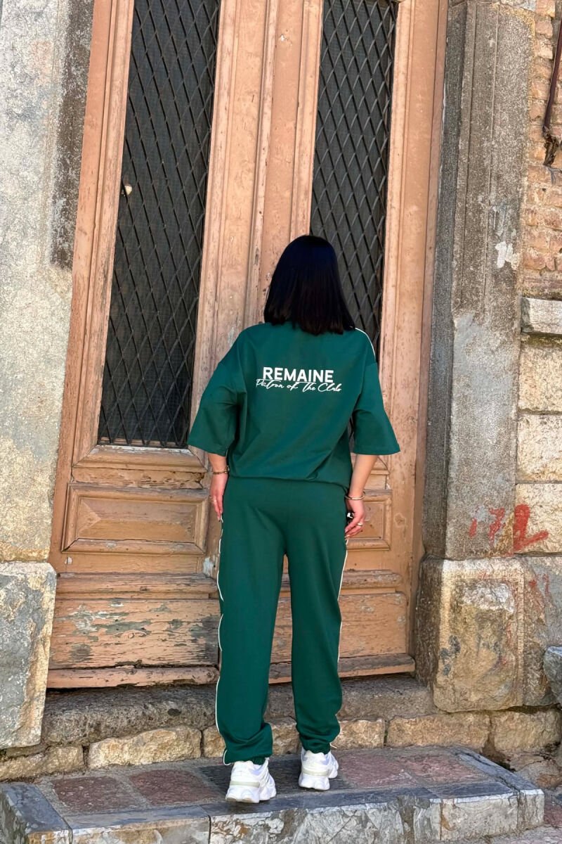 ONE COLOR WRITTINGS T-SHIRT + JOGGERS WOMAN SET GREEN/JESHILE - 4