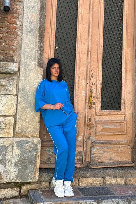 ONE COLOR WRITTINGS T-SHIRT + JOGGERS WOMAN SET LIGHTBLUE/BZ - 3