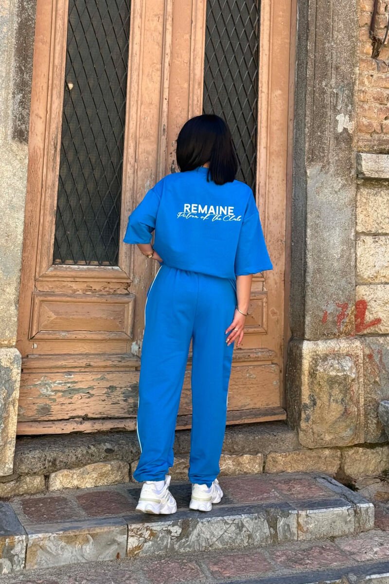 ONE COLOR WRITTINGS T-SHIRT + JOGGERS WOMAN SET LIGHTBLUE/BZ - 4