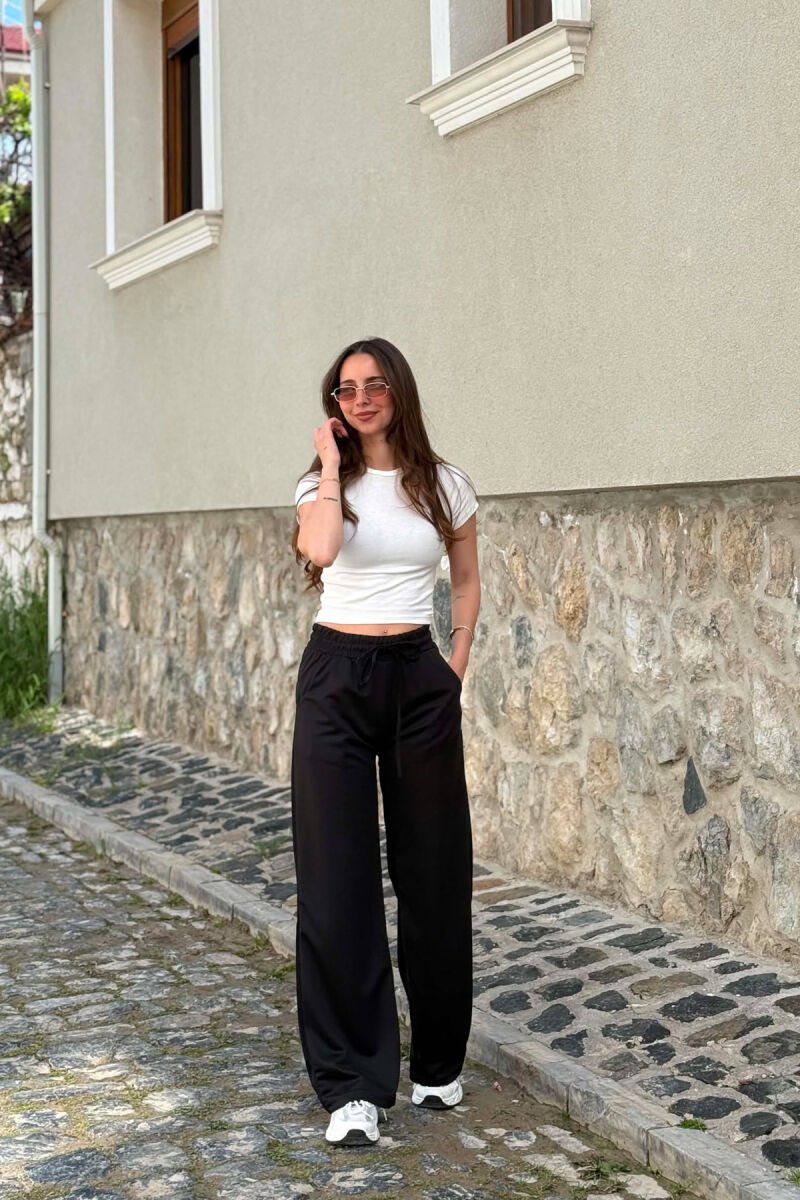 ONE COLOR WRITTINGS WOMAN SWEATPANTS BLACK/ E ZEZE - 2