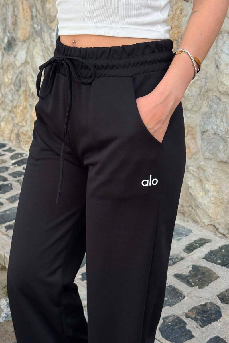 ONE COLOR WRITTINGS WOMAN SWEATPANTS BLACK/ E ZEZE - 6