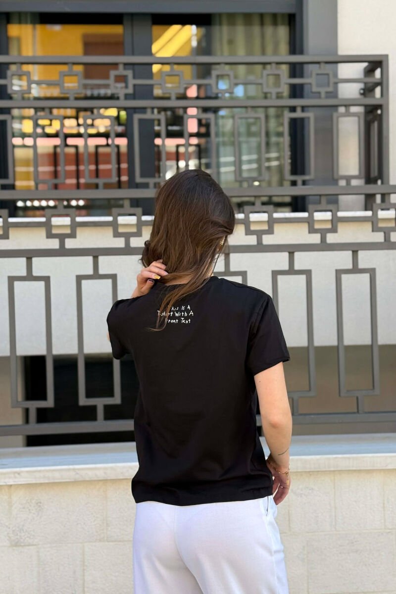 ONE COLOR WRITTINGS WOMAN T-SHIRT BLACK/ E ZEZE - 3