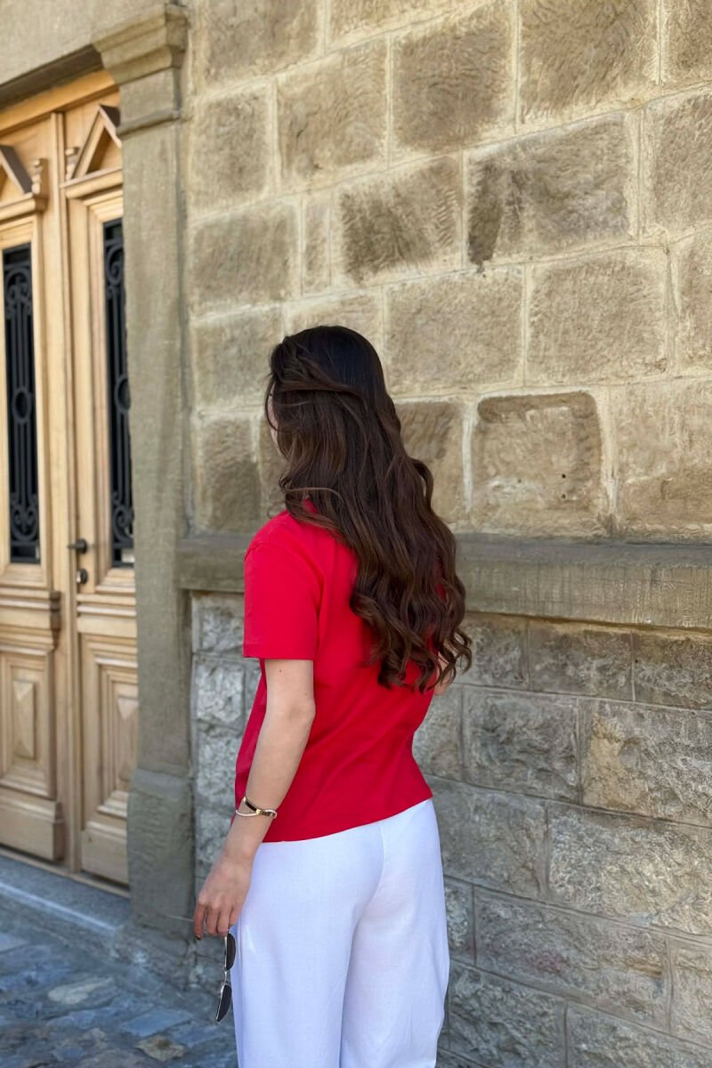 ONE COLOR WRITTINGS WOMAN T-SHIRT RED/E KUQE - 4