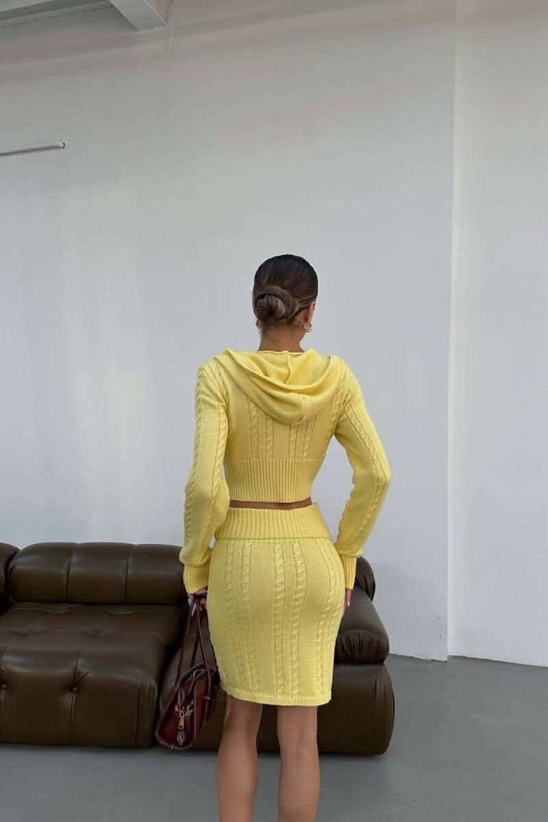 ONE COLOR ZIPPER CARDIGAN +SKIRT WOMAN SET YELLOW/E VERDHE - 5