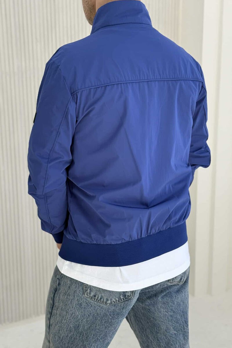 ONE COLOR ZIPPER CASUAL MEN JACKET BLUE/BLU - 2