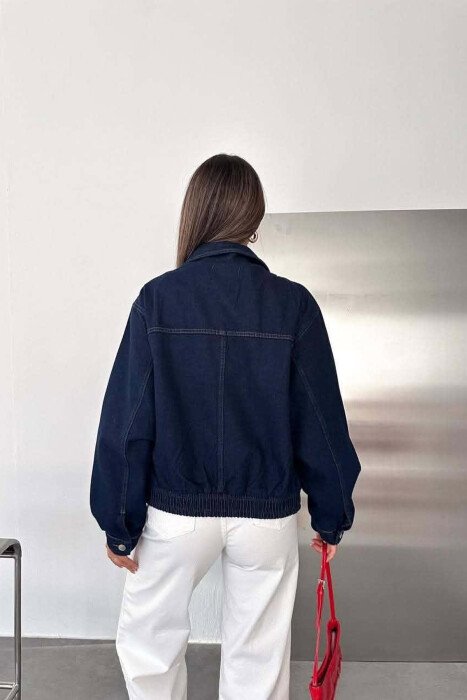 ONE COLOR ZIPPER DENIM WOMAN JACKET BLUE/BLU - 4