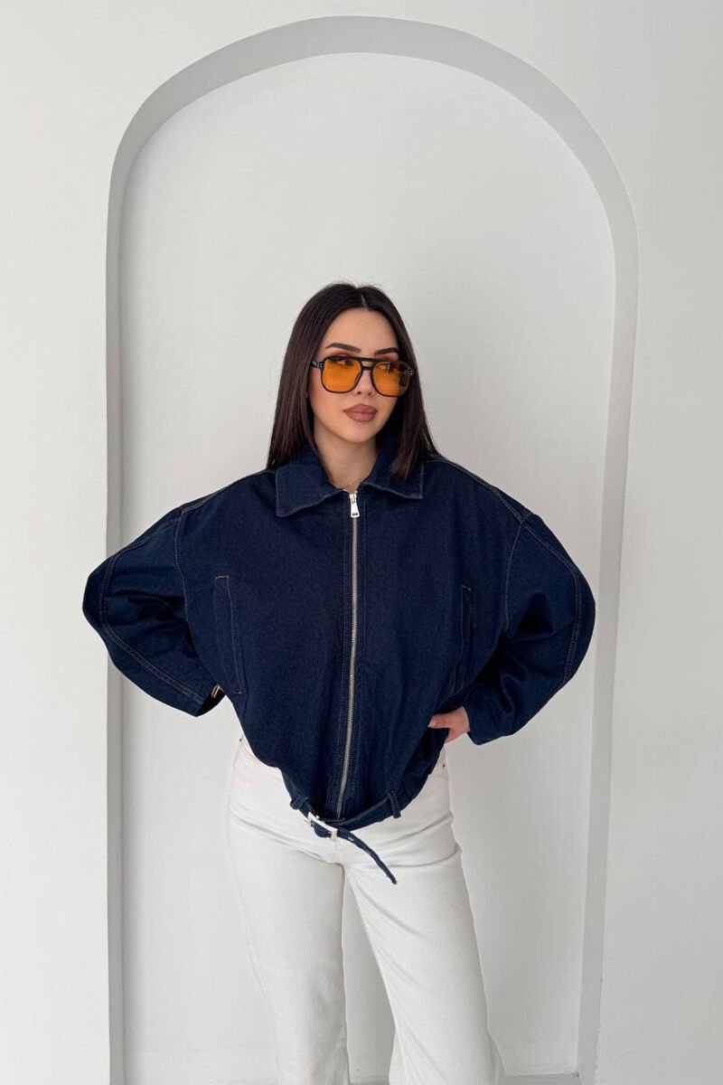 ONE COLOR ZIPPER DENIM WOMAN JACKET BLUE/BLU - 3