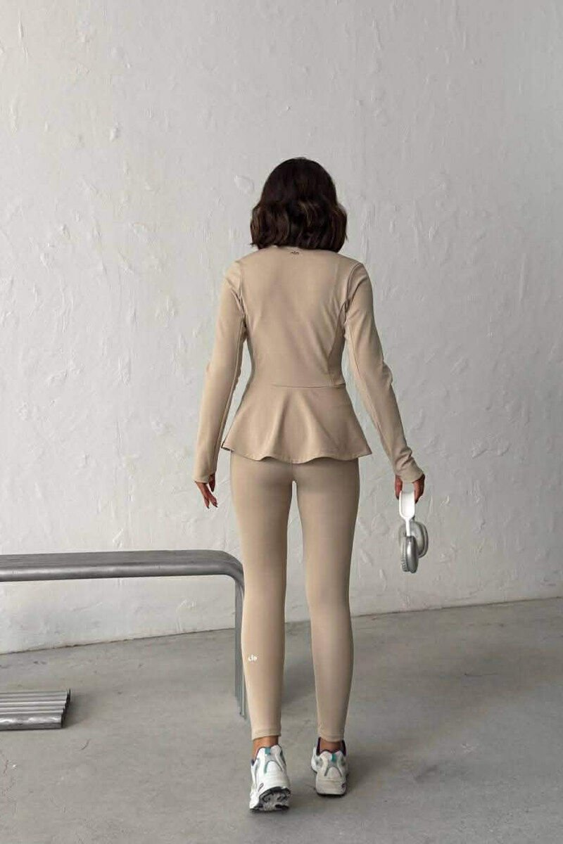 ONE COLOR ZIPPER JACKET + SWEATPANTS WOMAN SET BEIGE/BEZHE - 4