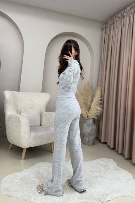 ONE COLOR ZIPPER JACKET+ TROUSERS WOMEN SET LIGHT GREY/GZ - 3
