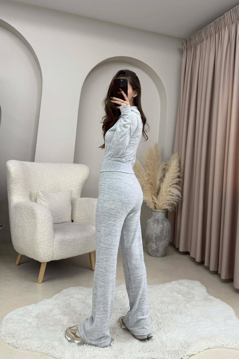 ONE COLOR ZIPPER JACKET+ TROUSERS WOMEN SET LIGHT GREY/GZ - 3