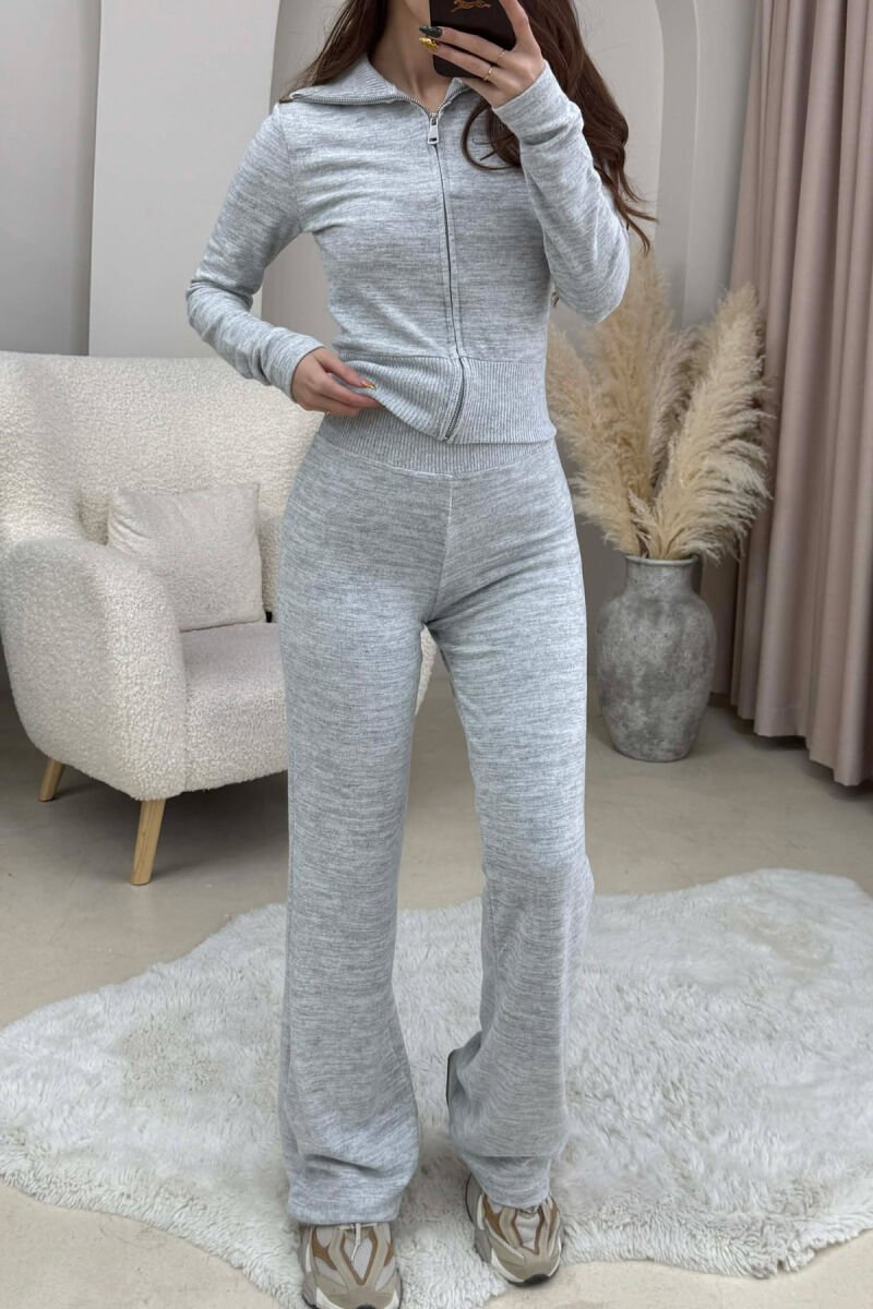 ONE COLOR ZIPPER JACKET+ TROUSERS WOMEN SET LIGHT GREY/GZ - 5