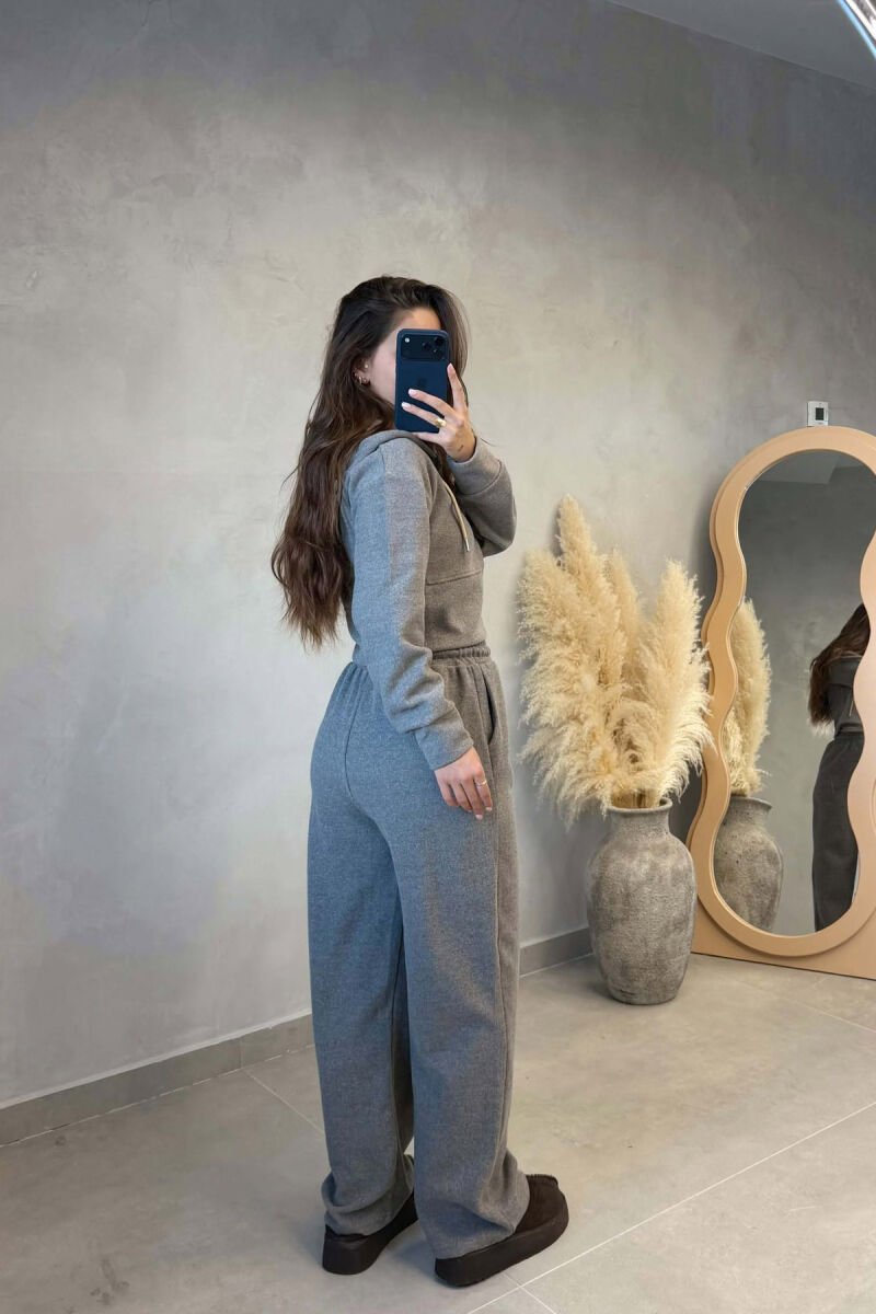 ONE COLOR ZIPPER JACKET+TROUSERS WOMEN SET GREY ASH/GRI HIRI - 3