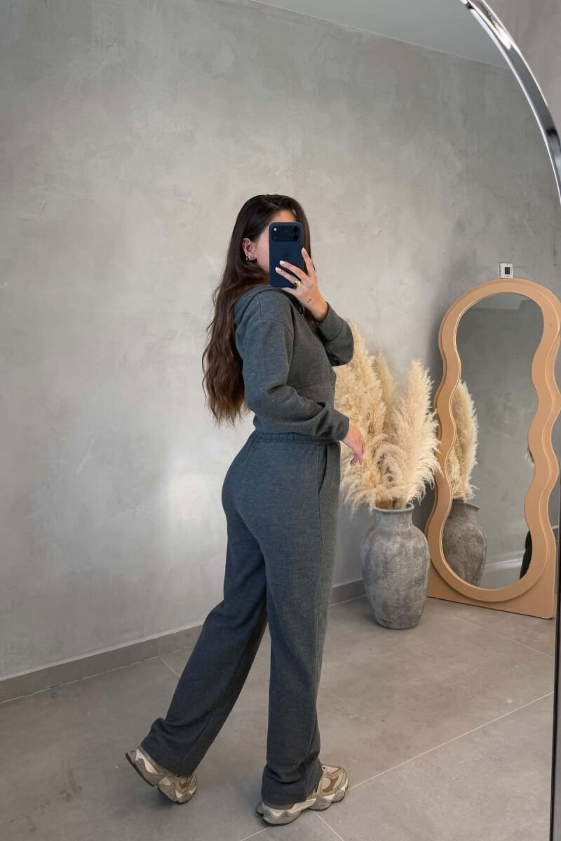 ONE COLOR ZIPPER JACKET+TROUSERS WOMEN SET GREY/GRI - 4