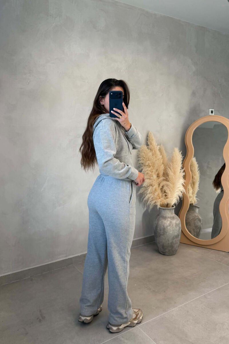 ONE COLOR ZIPPER JACKET+TROUSERS WOMEN SET LIGHT GREY/GZ - 2