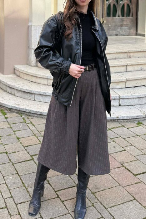 ONE COLOR ZIPPER LEATHER WOMEN JACKET BLACK/ E ZEZE - 5