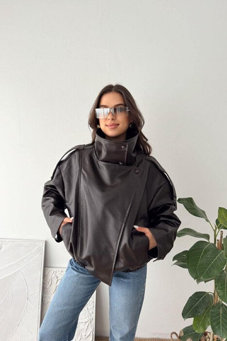 XHAKETE NJE NGJYRESHE LEKURE PER FEMRA NE NGJYRE KAFE - KLAUDIO FASHION