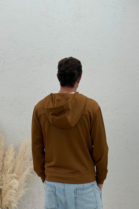 ONE COLOR ZIPPER MEN JACKET BROWN/KAFE - 2