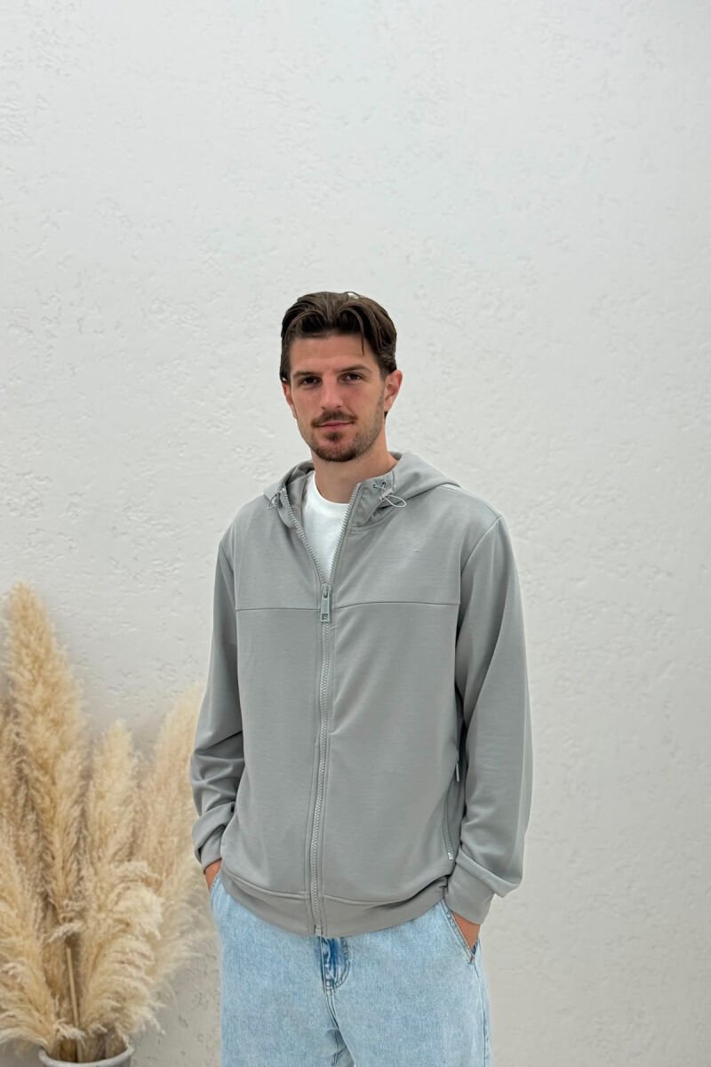 ONE COLOR ZIPPER MEN JACKET GREY/GRI - 1