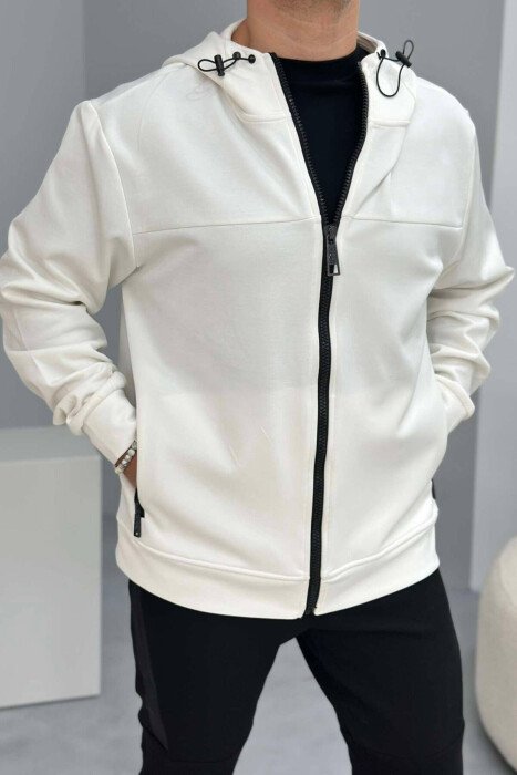 ONE COLOR ZIPPER MEN JACKET WHITE-E BARDHE - KLAUDIO FASHION