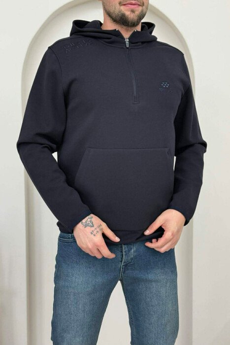 BLUZË NJËNGJYRËSHE ME JAKË ME ZINXHIR PËR MESHKUJ NË NGJYRË TË ZEZË MESNATE - KLAUDIO FASHION