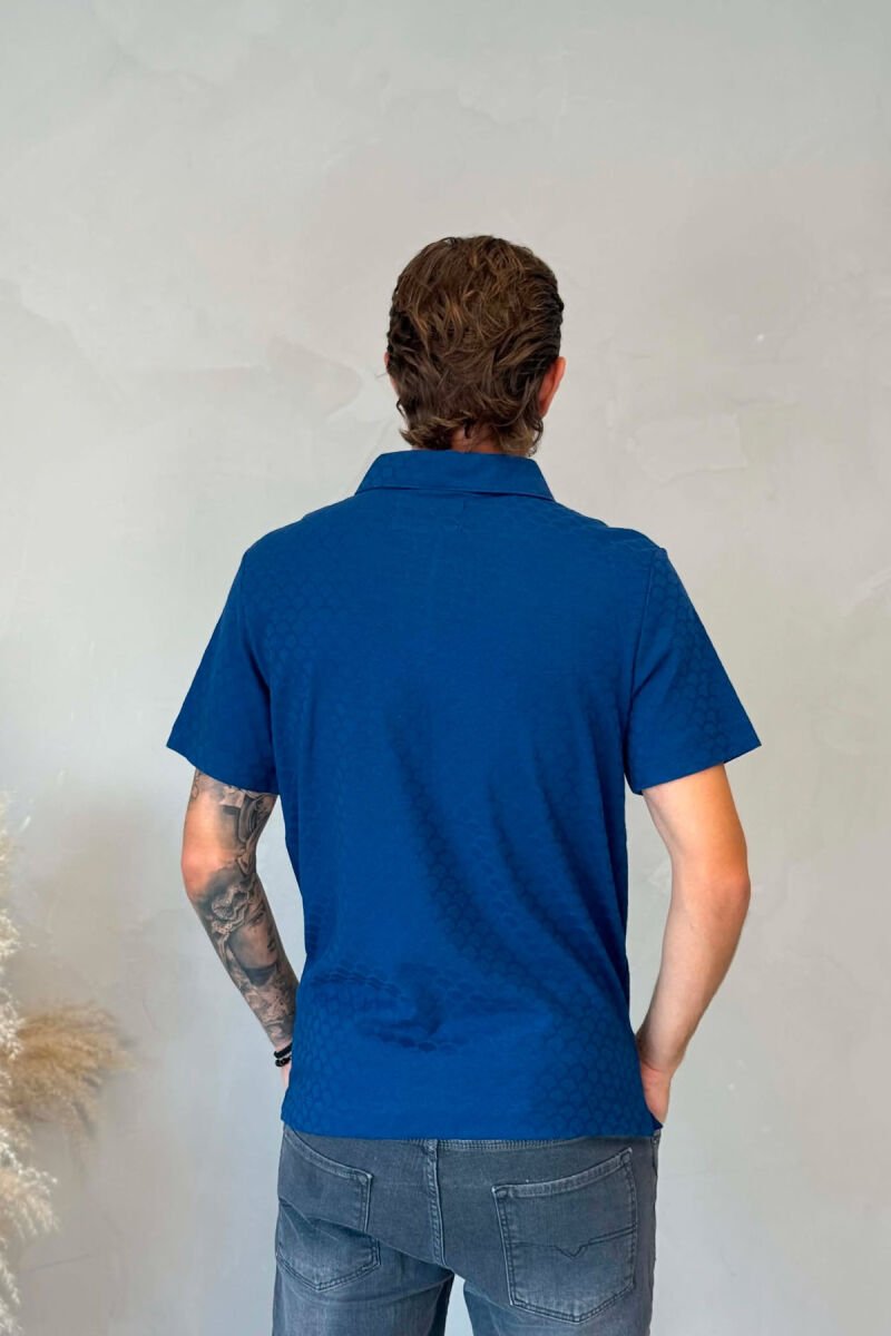 ONE COLOR ZIPPER NECK MEN T-SHIRT BLUE/BLU - 2