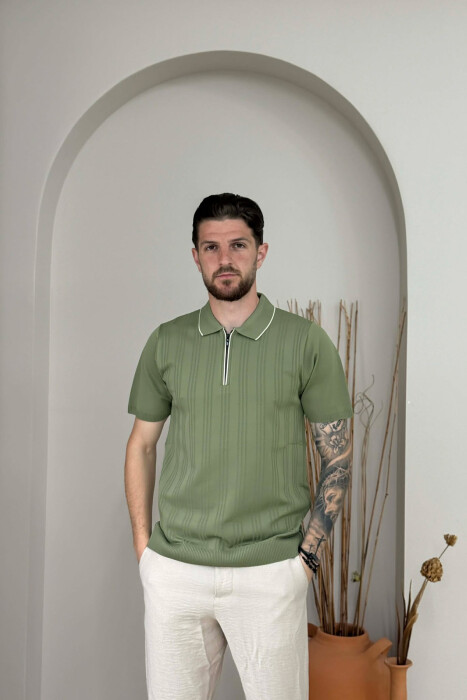 T-SHIRT NJE NGJYRESH ME ZNXHIR PER MESHKUJ NE NGJYRE JESHILE - KLAUDIO FASHION