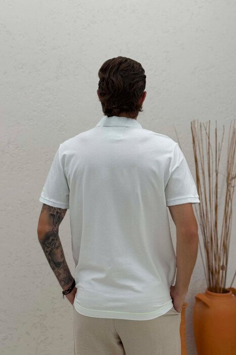 ONE COLOR ZIPPER NECK MEN T-SHIRT WHITE-E BARDHE - 2