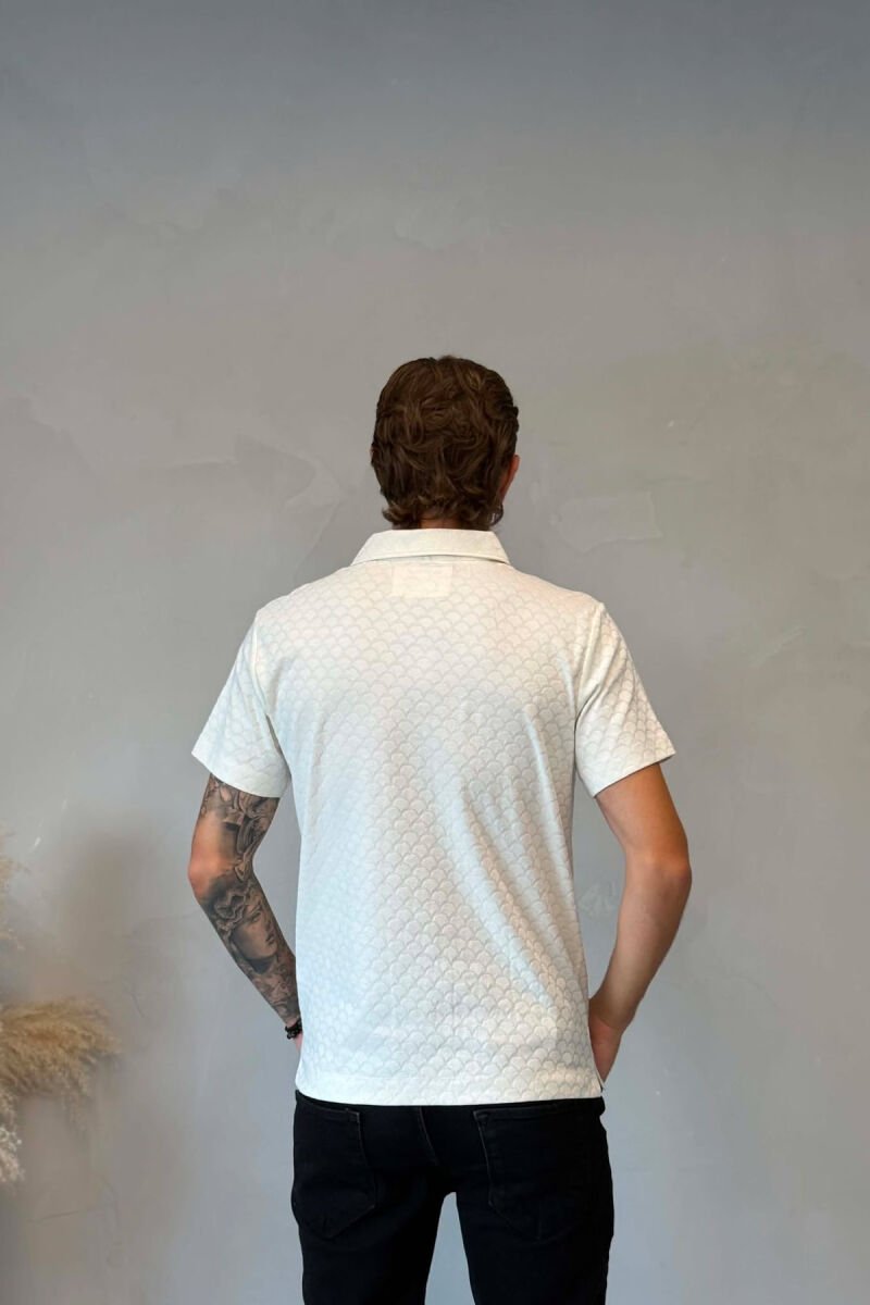 ONE COLOR ZIPPER NECK MEN T-SHIRT WHITE-E BARDHE - 2