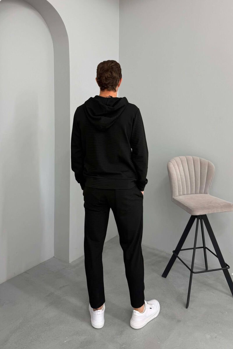 ONE COLOR ZIPPER NECK SWEATSHIRT+SWEATPANTS MEN SET BLACK/ E ZEZE - 5