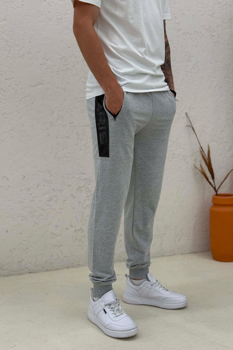 ONE COLOR ZIPPER POCKETS MEN SWEATPANTS GREY/GRI - 5