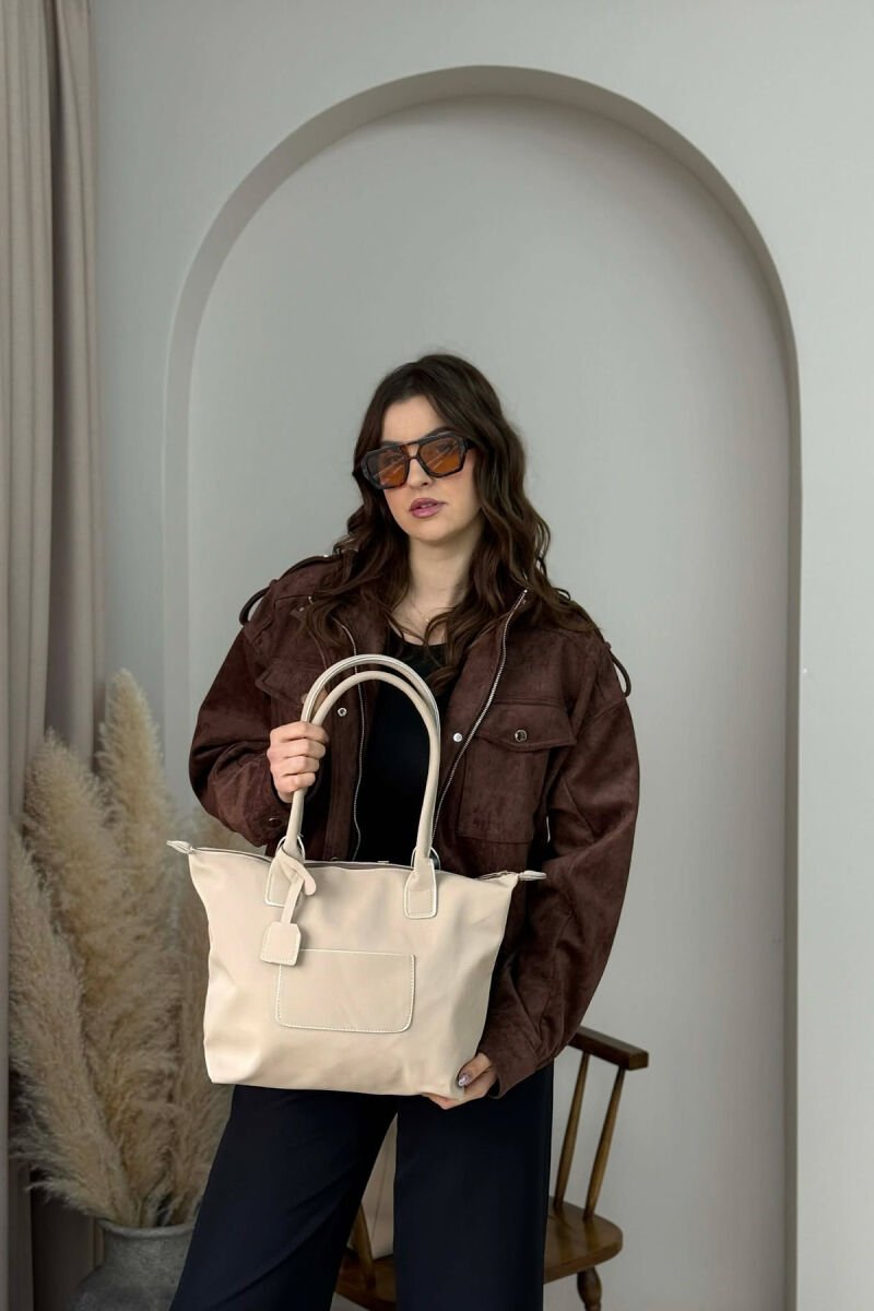 ONE COLOR ZIPPER SIMPLE WOMEN BAG BEIGE/BEZHE - 2
