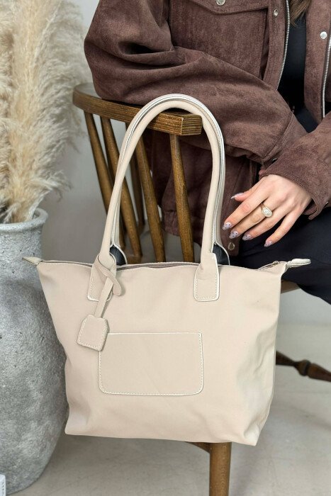 ONE COLOR ZIPPER SIMPLE WOMEN BAG BEIGE/BEZHE - 1