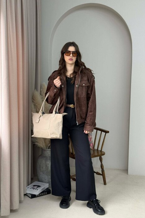 ONE COLOR ZIPPER SIMPLE WOMEN BAG BEIGE/BEZHE - 3