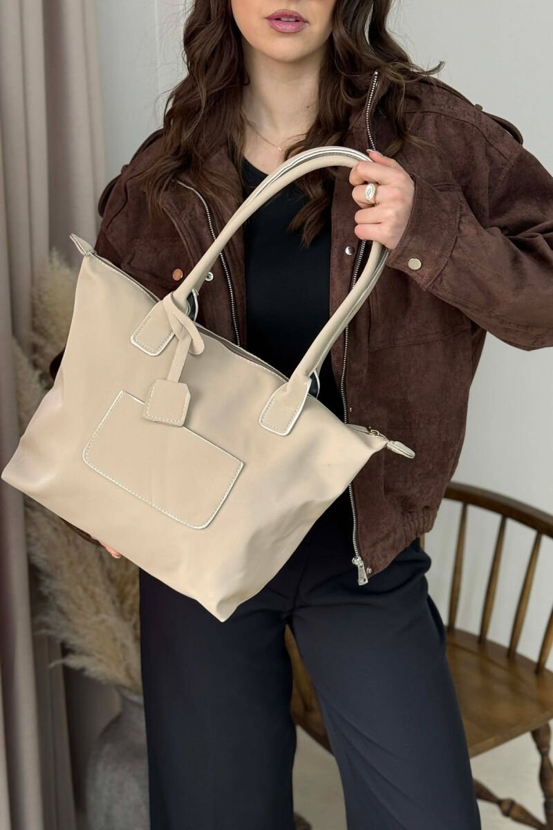 ONE COLOR ZIPPER SIMPLE WOMEN BAG BEIGE/BEZHE - 4