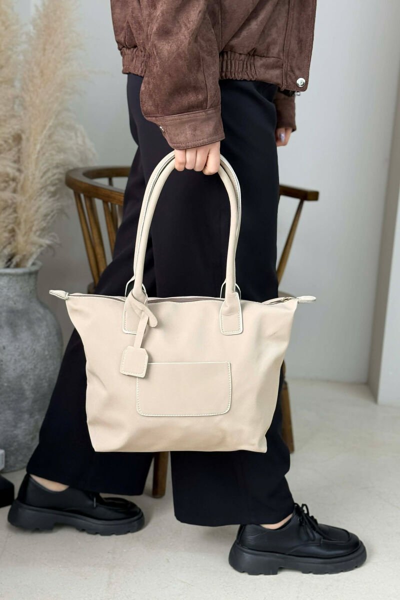 ONE COLOR ZIPPER SIMPLE WOMEN BAG BEIGE/BEZHE - 5