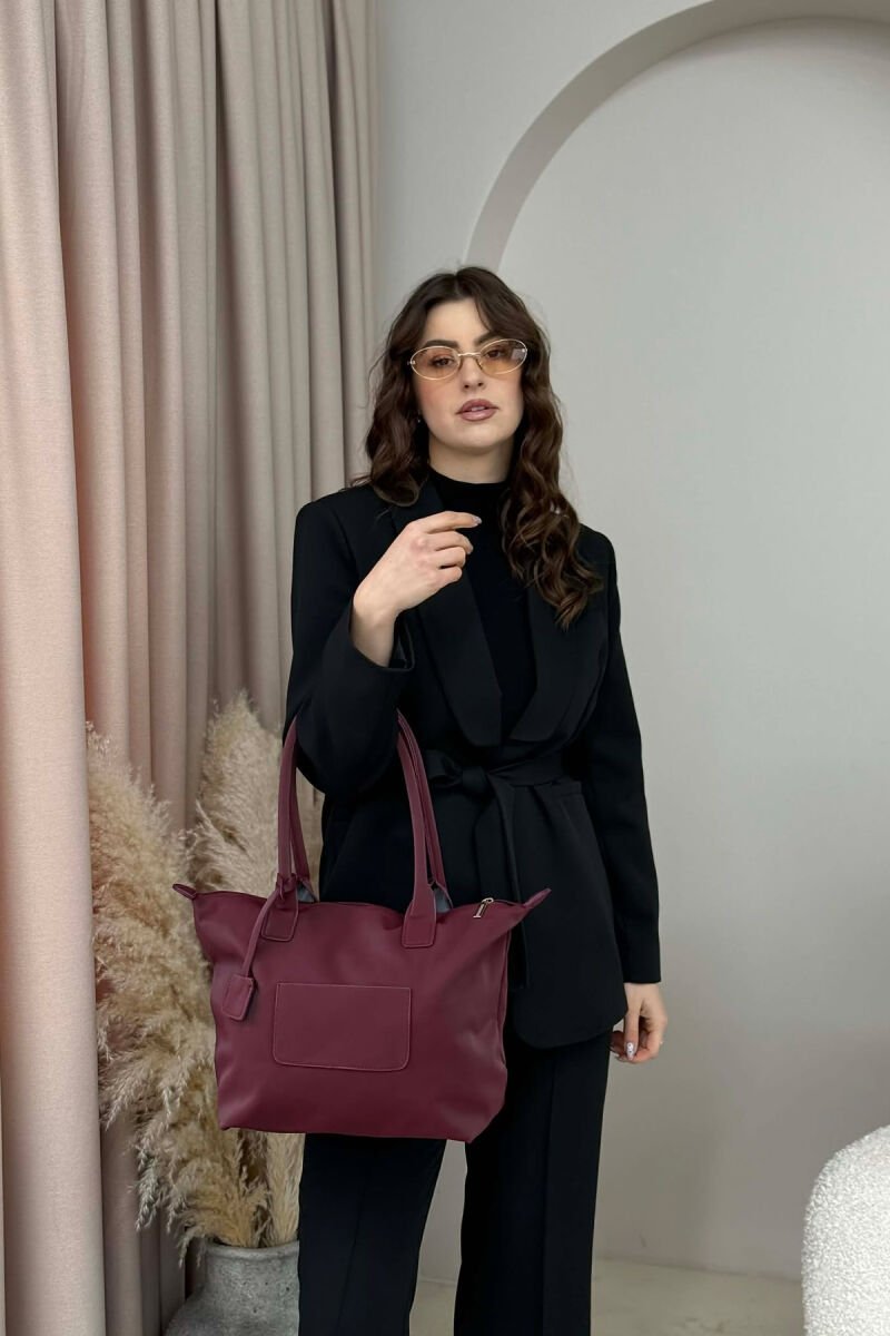 ONE COLOR ZIPPER SIMPLE WOMEN BAG BURGUNDY/VISHNJE - 1
