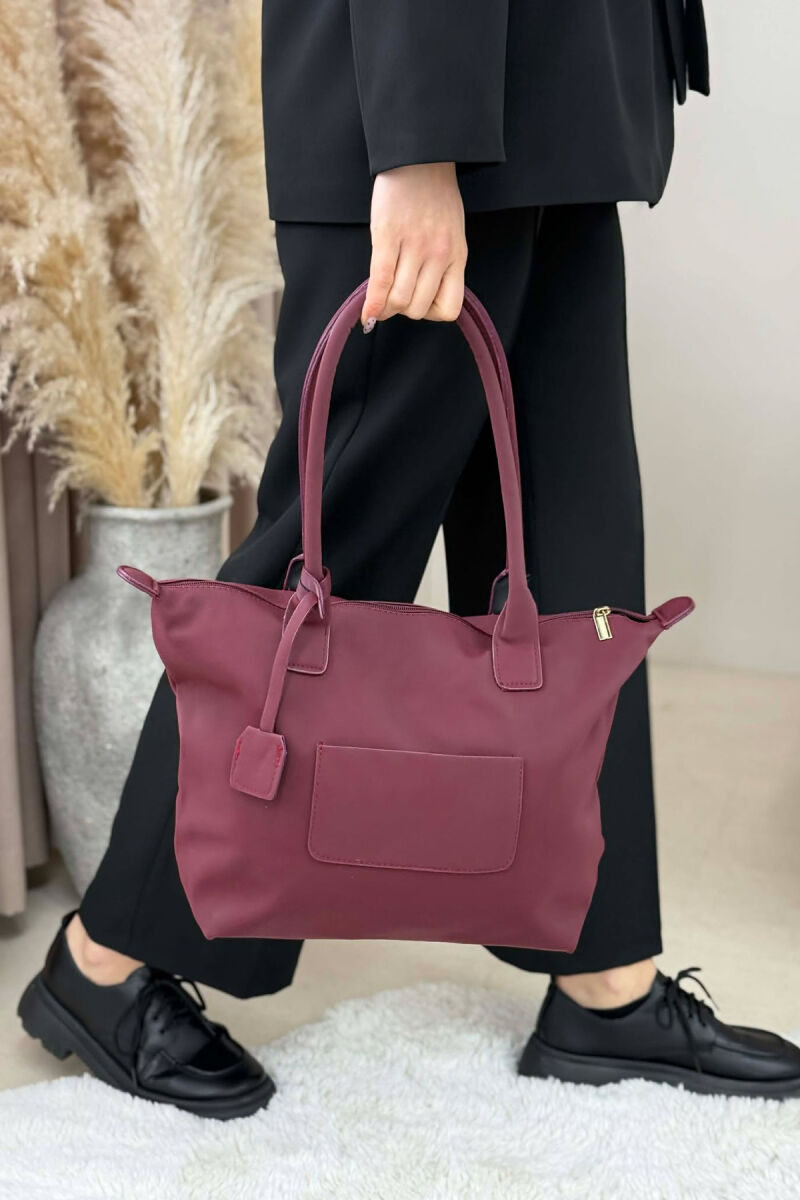 ONE COLOR ZIPPER SIMPLE WOMEN BAG BURGUNDY/VISHNJE - 3