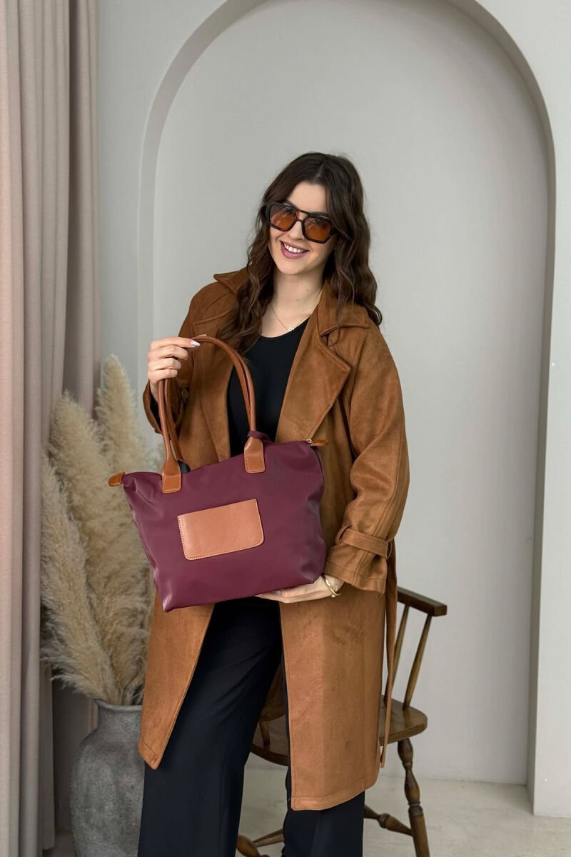 ONE COLOR ZIPPER SIMPLE WOMEN BAG DARK BURGUNDY+BROWN/ VIEE+KAFE - 2