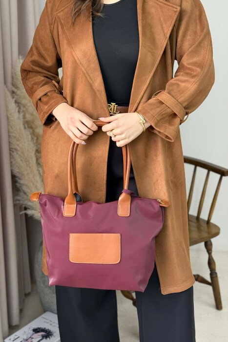 ONE COLOR ZIPPER SIMPLE WOMEN BAG DARK BURGUNDY+BROWN/ VIEE+KAFE - 5