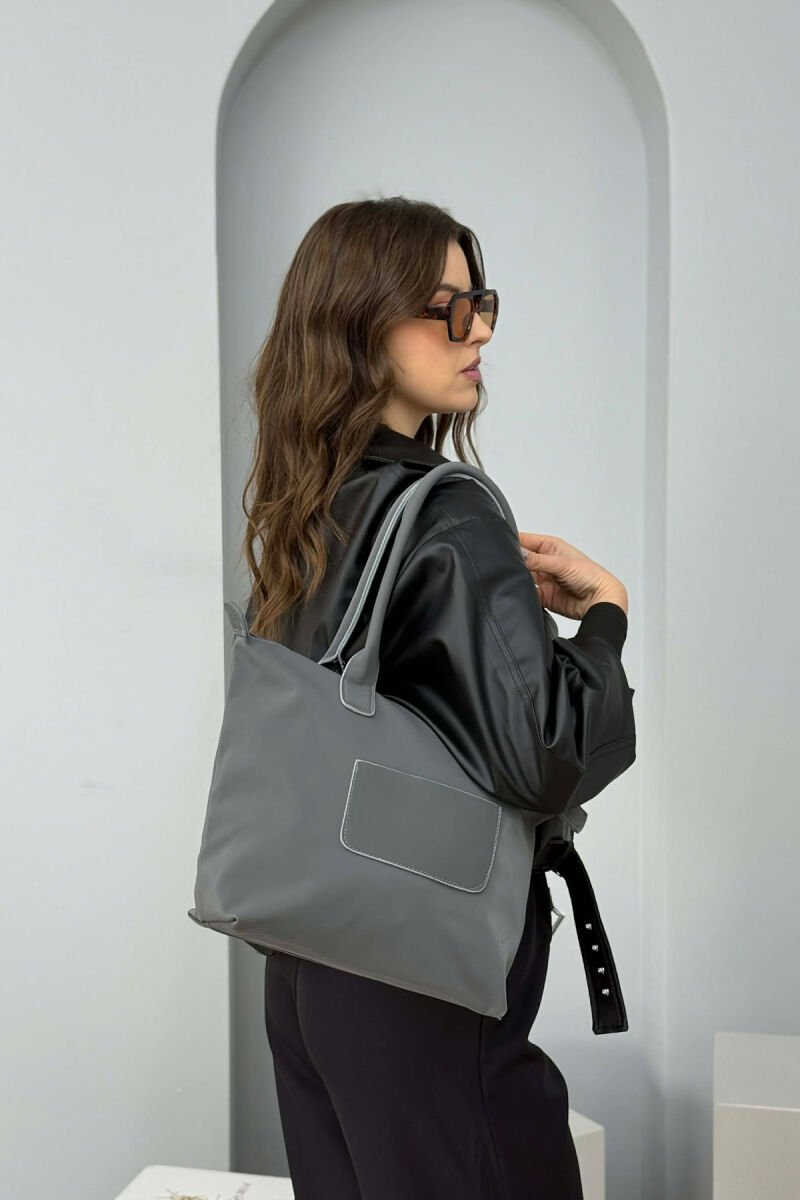 ONE COLOR ZIPPER SIMPLE WOMEN BAG DARK GREY/GEE - 3