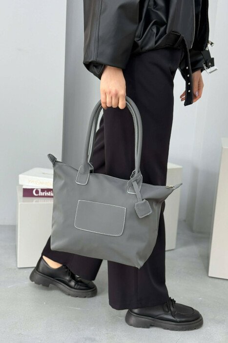 ONE COLOR ZIPPER SIMPLE WOMEN BAG DARK GREY/GEE - 4