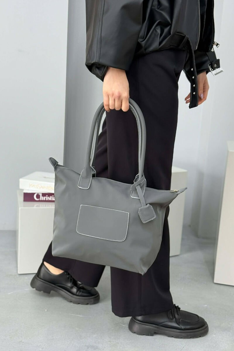 ONE COLOR ZIPPER SIMPLE WOMEN BAG DARK GREY/GEE - 4