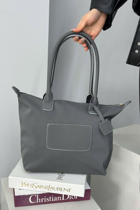 ONE COLOR ZIPPER SIMPLE WOMEN BAG DARK GREY/GEE - 5