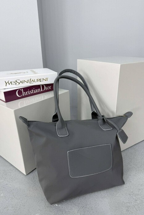 ONE COLOR ZIPPER SIMPLE WOMEN BAG DARK GREY/GEE - 6
