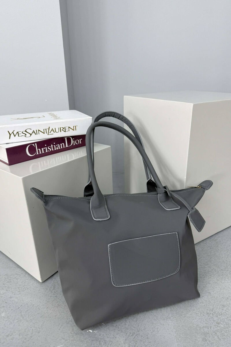 ONE COLOR ZIPPER SIMPLE WOMEN BAG DARK GREY/GEE - 6