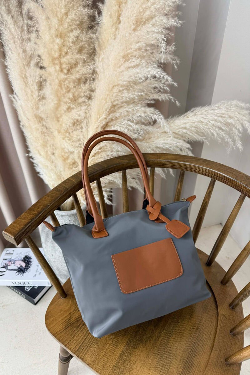 ONE COLOR ZIPPER SIMPLE WOMEN BAG GREY+BROWN/GRI+KAFE - 4