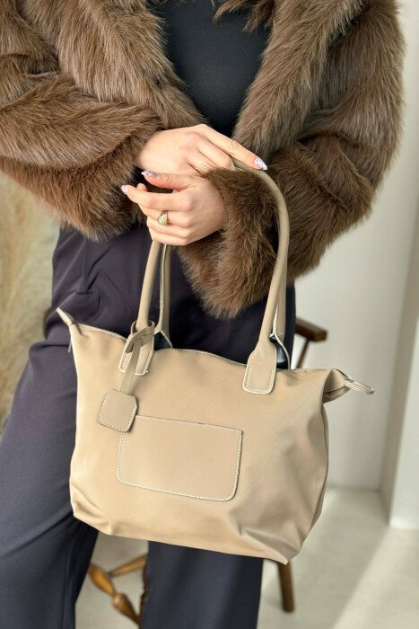 ONE COLOR ZIPPER SIMPLE WOMEN BAG LIGHT BROWN/KAZB - 8