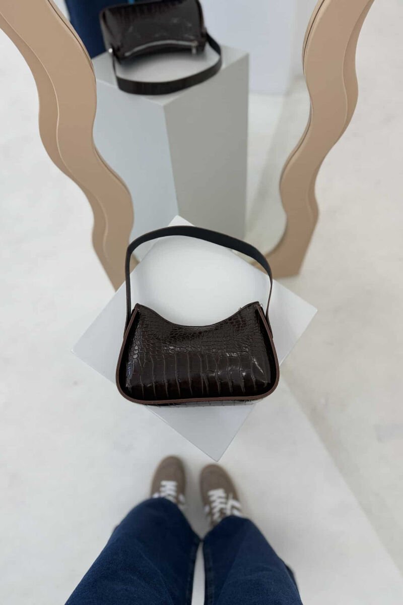 ONE COLOR ZIPPER SMALL WOMAN BAG DARK BROWN/KAE - 4